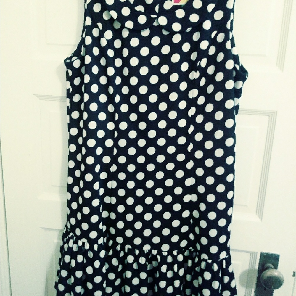 Dark blue with white poka dot dress
